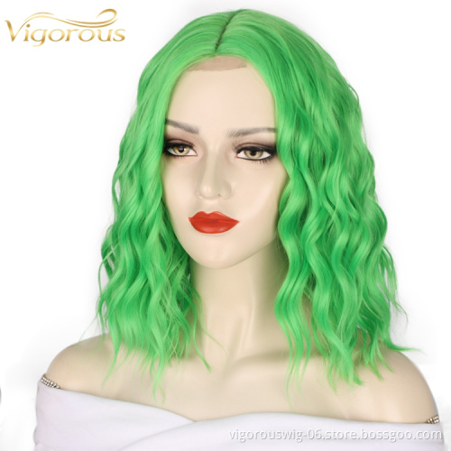 Glueless Cosplay For Women Pre Plucked Hot Selling Heat Resistant Short Under $20 Curly Lace Front Synthetic Hair Wigs